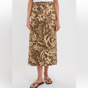 Tuckernuck Brown and Cream Floral Midi Skirt